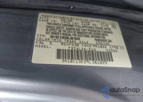 2009 Nissan Versa 1.8S z USA, uszkodzony, nr VIN 3N1BC13E09L38182